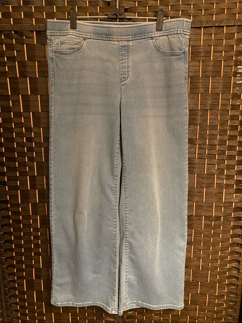 Pure Jill Light Blue Women’s Wide-Leg Jeans — Flared Comfort Pull On Size Medium
